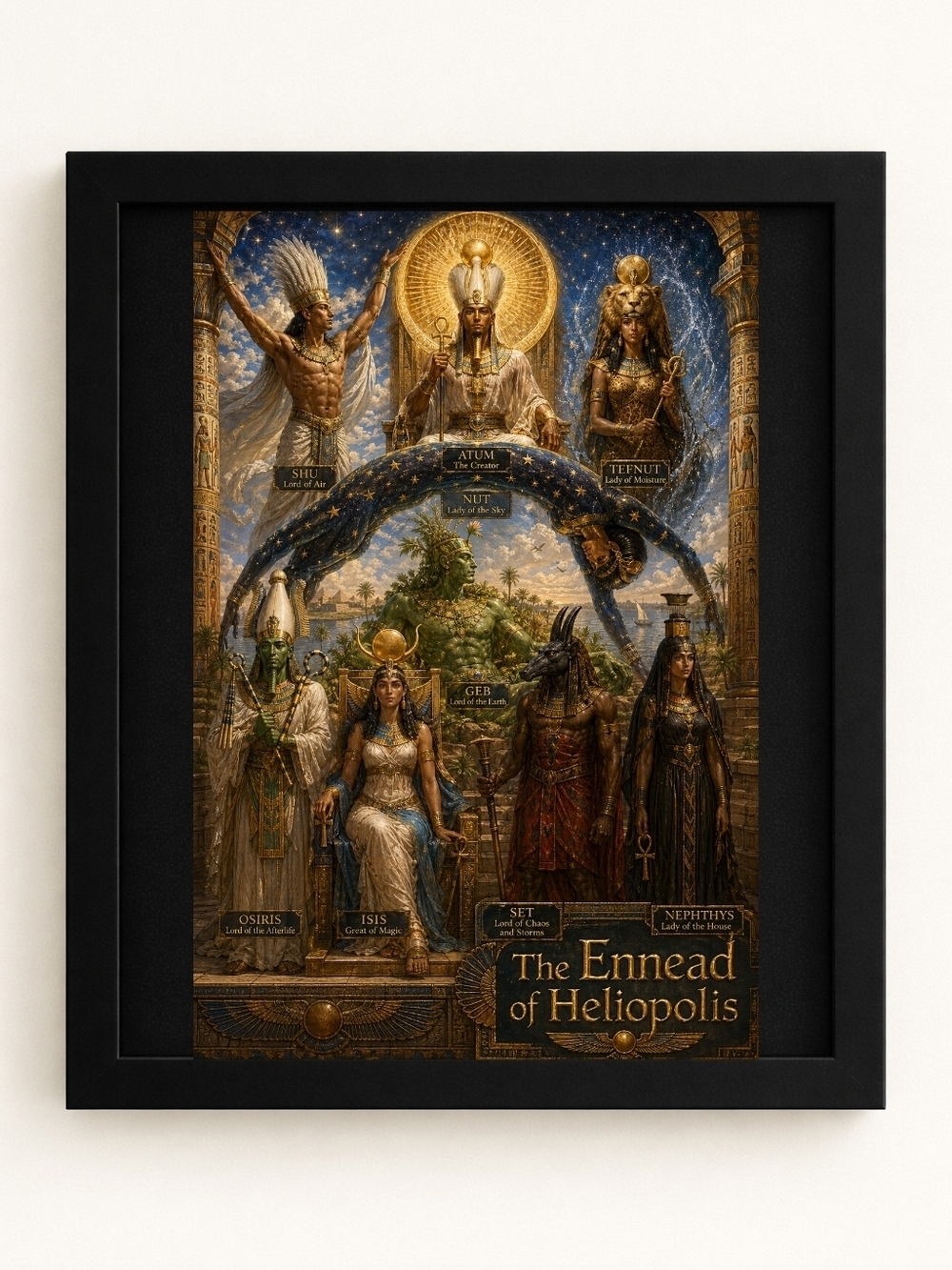 The Ennead of Heliopolis Framed A.I. Art Print 8x10 Framed